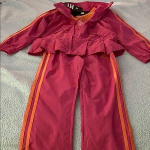 NWT Adidas pink orange ruffle 3pc tracksuit size 5